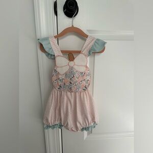 Honey Bean Floral Pumpkin Applique Bubble, size 3T